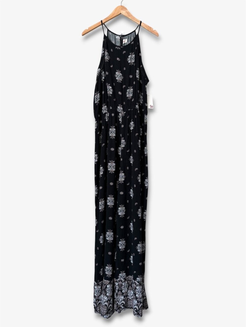 NWT SO Kohls Black White Boho Medallion Halter Wide Leg Jumpsuit Womens Size XXL - Picture 2 of 15